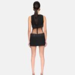 CRYSTAL EMBROIDERED AND TULLE INSERT MINI DRESS