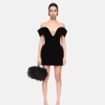 OFF THE SHOULDER VELVET MINI DRESS