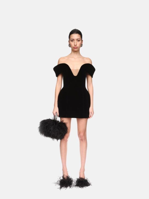 OFF THE SHOULDER VELVET MINI DRESS