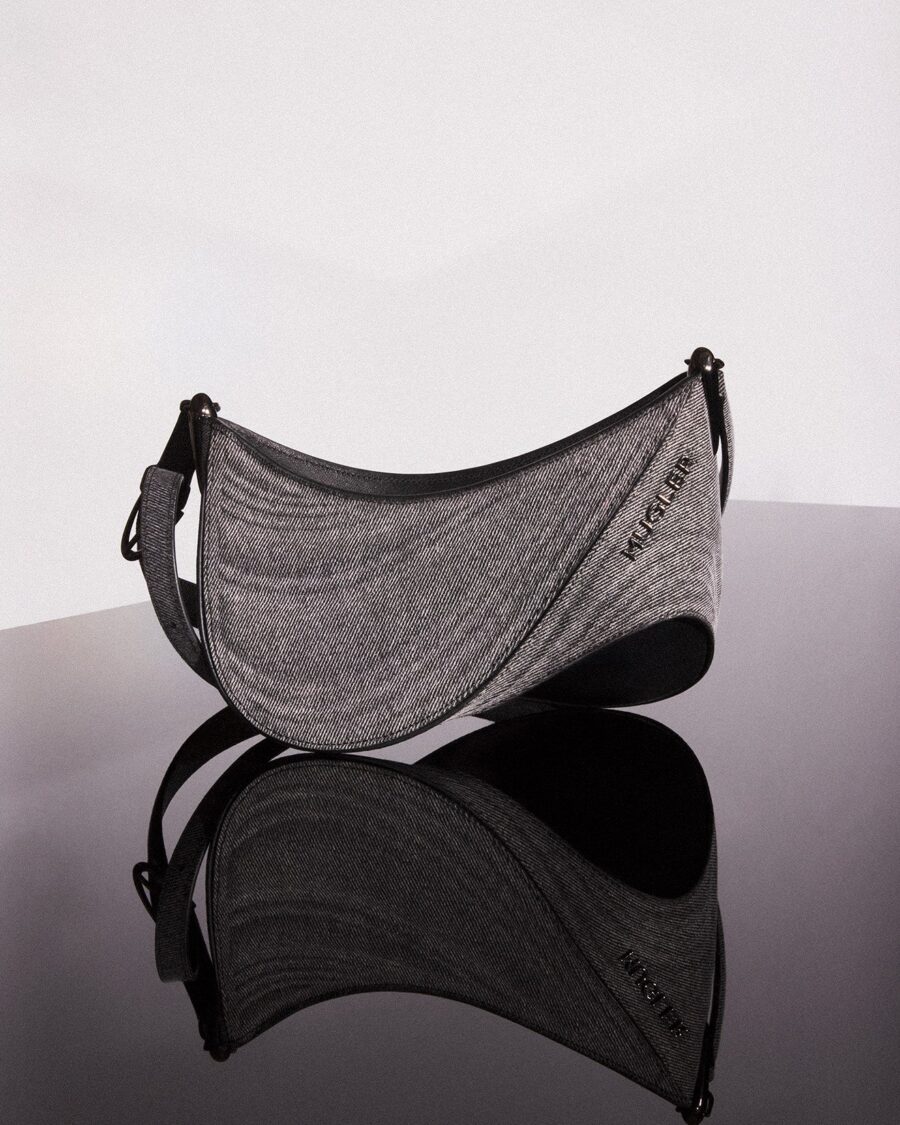 WASHED DENIM AND LEATHER BAG