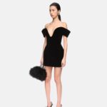 OFF THE SHOULDER VELVET MINI DRESS