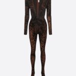 LONG V CATSUIT IN LEOPARD
