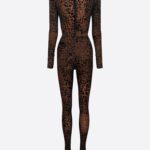 LONG V CATSUIT IN LEOPARD