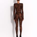 LONG V CATSUIT IN LEOPARD