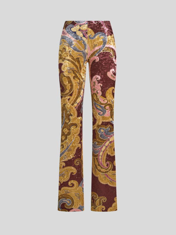 PRINTED CHENILLE TROUSERS
