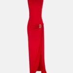 SIDE SLIT DRAPE MAXI DRESS