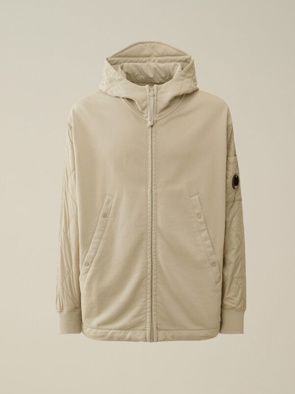 FLEECE MIXED QUILTED HOODED SWEATSHIRT