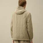 FLEECE MIXED QUILTED HOODED SWEATSHIRT