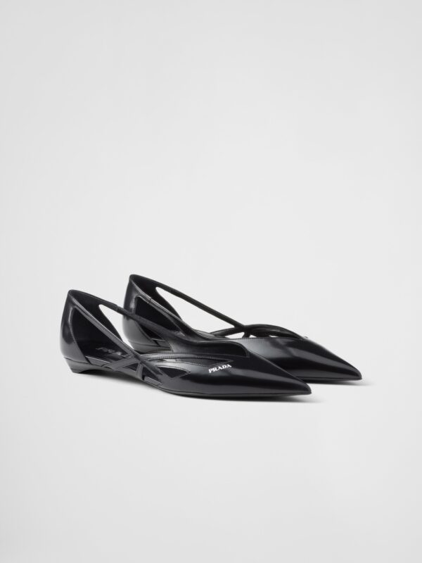 RUNWAY BRUSHED LEATHER BALLERINAS