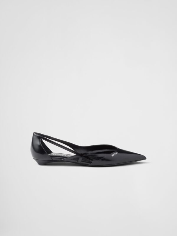 RUNWAY BRUSHED LEATHER BALLERINAS