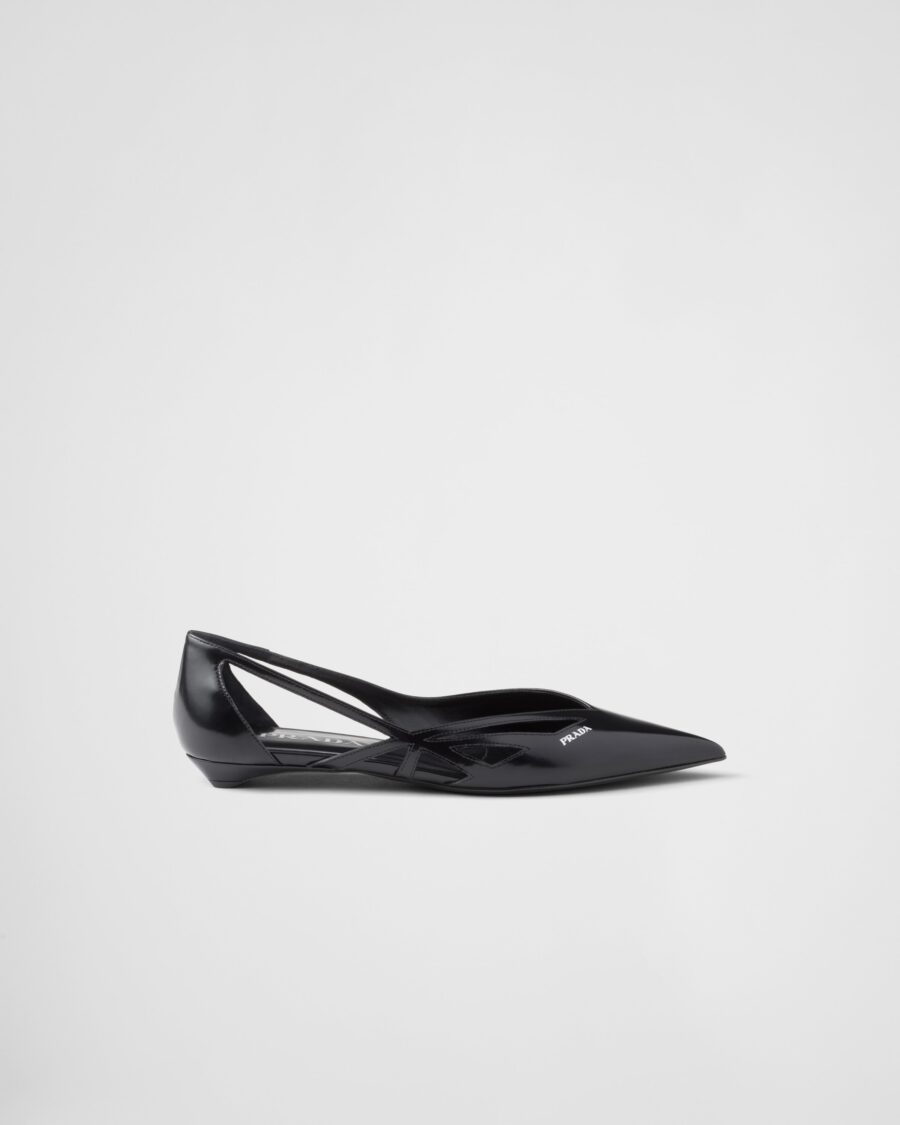 RUNWAY BRUSHED LEATHER BALLERINAS