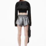 CROPPED JERSEY SATIN TOP