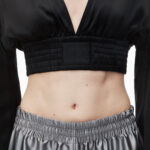CROPPED JERSEY SATIN TOP