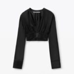 CROPPED JERSEY SATIN TOP
