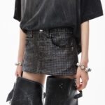CRYSTALS MINI DENIM SKIRT