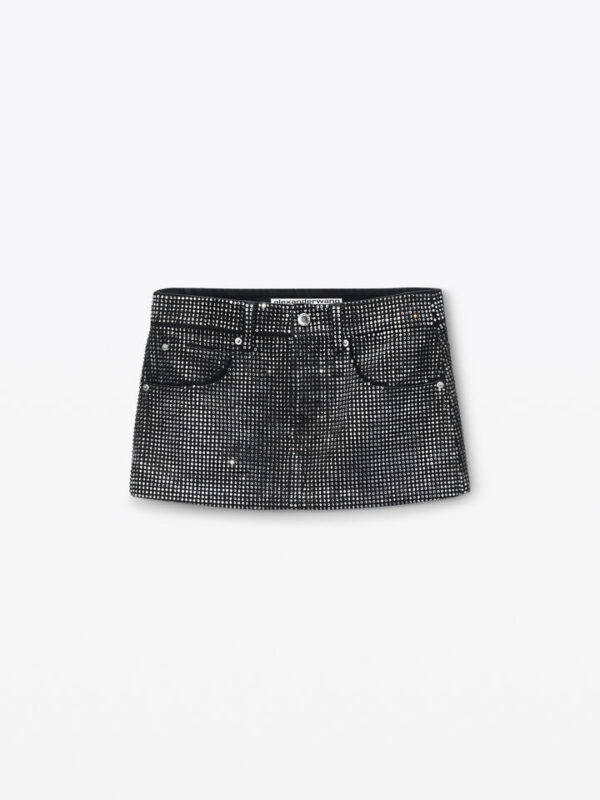 CRYSTALS MINI DENIM SKIRT