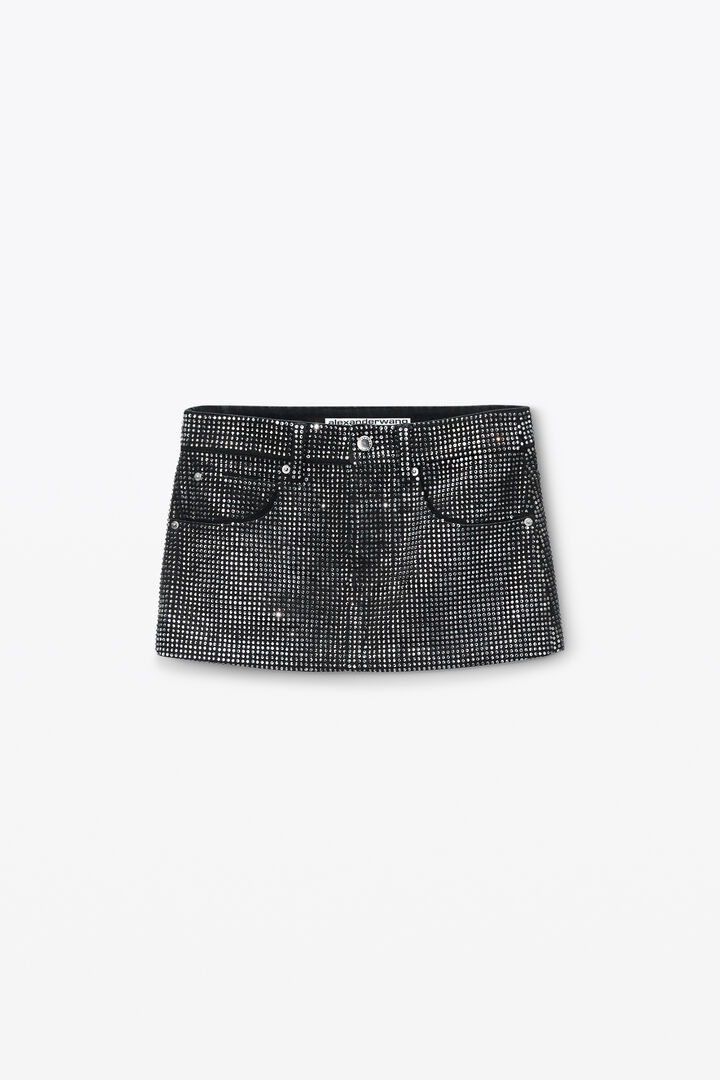 CRYSTALS MINI DENIM SKIRT