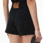 HIGH RISE CRYSTALS DENIM SHORTS