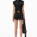 HIGH RISE CRYSTALS DENIM SHORTS