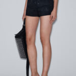 HIGH RISE CRYSTALS DENIM SHORTS