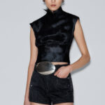 HIGH RISE CRYSTALS DENIM SHORTS