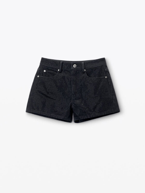 HIGH RISE CRYSTALS DENIM SHORTS