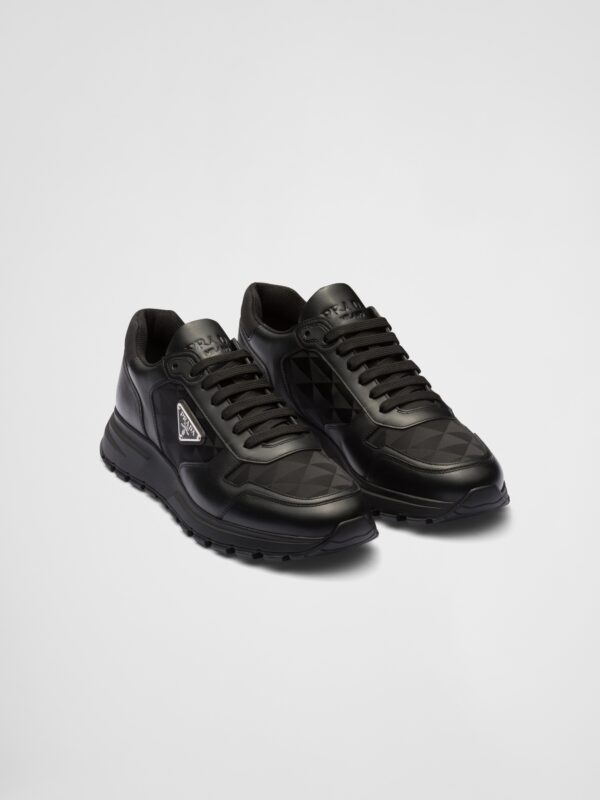 LEATHER AND RE-NYLON HIGH TOP SNEAKERS