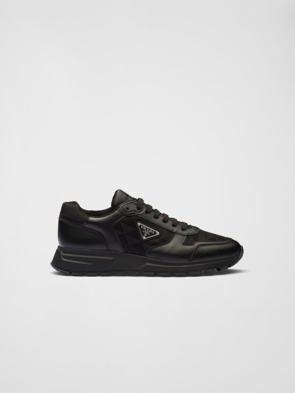 LEATHER AND RE-NYLON HIGH TOP SNEAKERS