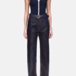 WASHED INDIGO SILVER LUREX JEANS