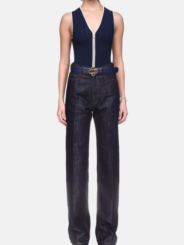 WASHED INDIGO SILVER LUREX JEANS