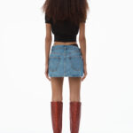 PRE STYLED DENIM SKIRT WITH LACE BAND