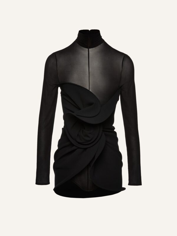 SCULPTURAL HIGH NECK MINI DRESS