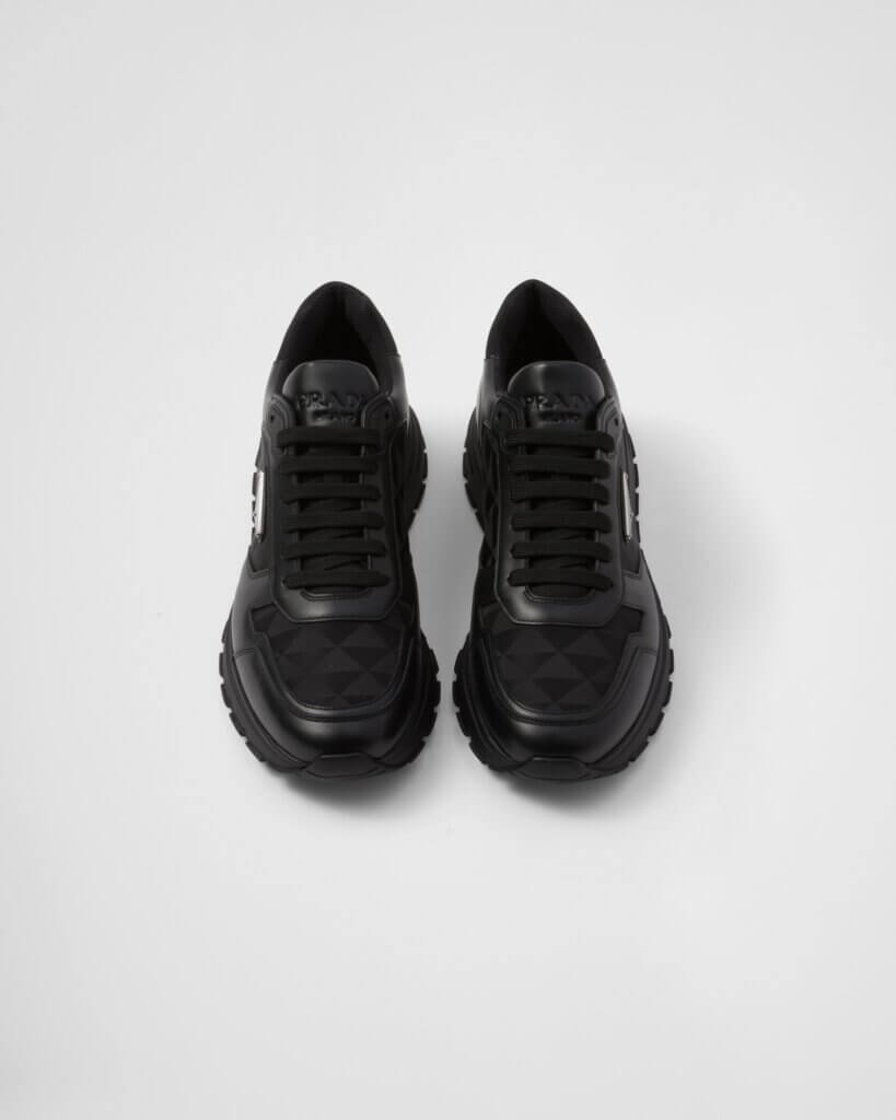 LEATHER AND RE-NYLON HIGH TOP SNEAKERS - Helga Design