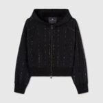 HOODED SWEATSHIRT WITH ZIP AND MICROCRYSTALS