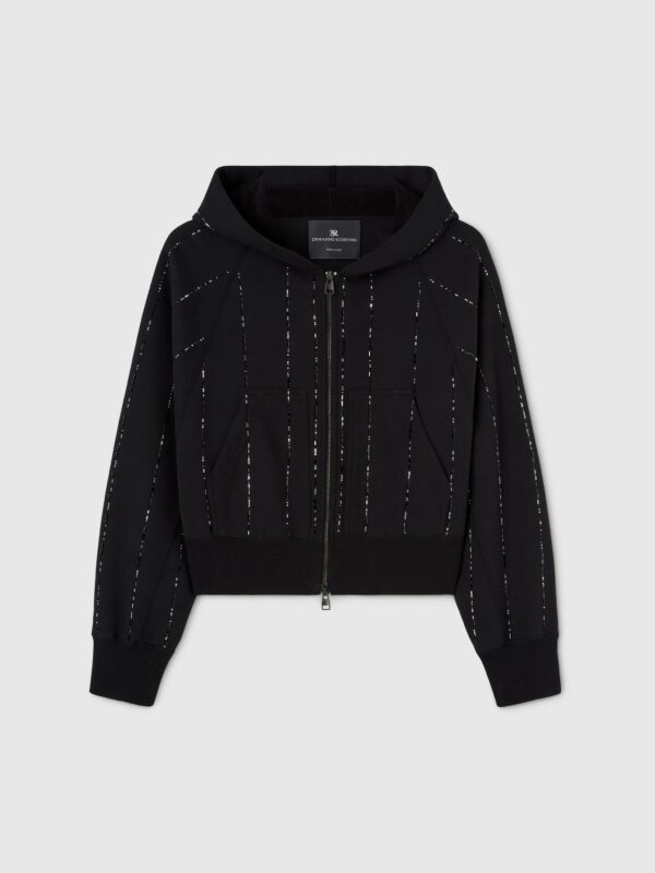 HOODED SWEATSHIRT WITH ZIP AND MICROCRYSTALS