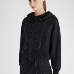HOODED SWEATSHIRT WITH ZIP AND MICROCRYSTALS