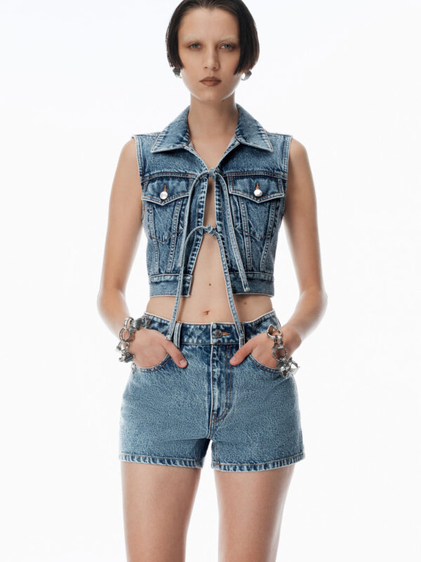 DENIM TIED VEST