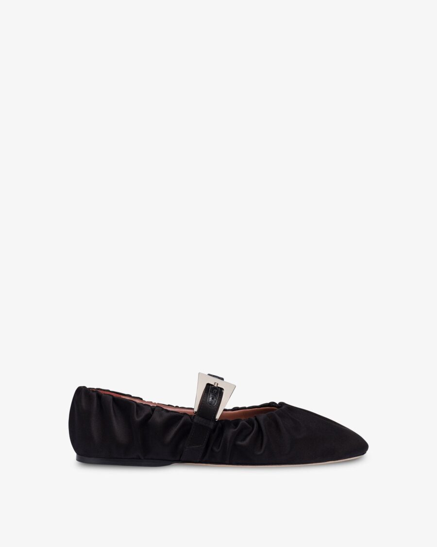 SVEVA PLISSE BUCKLE BALLET FLAT