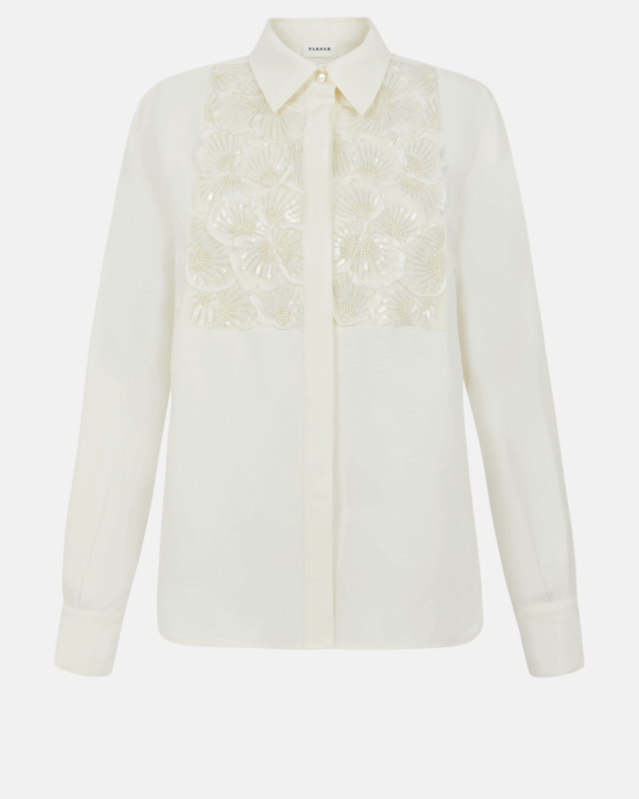 BEADED SHIRT WITH PLASTRON