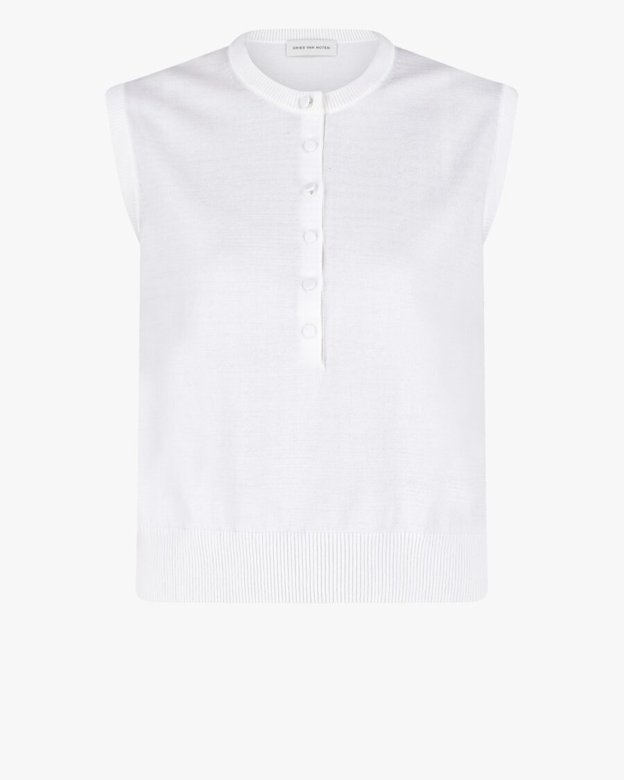KNITTED SLEEVELESS CARDIGAN