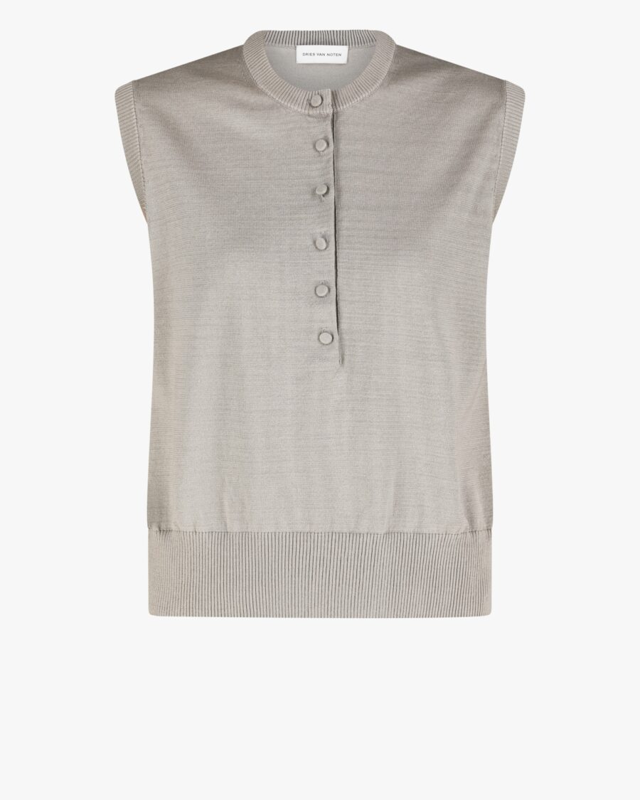KNITTED SLEEVELESS CARDIGAN