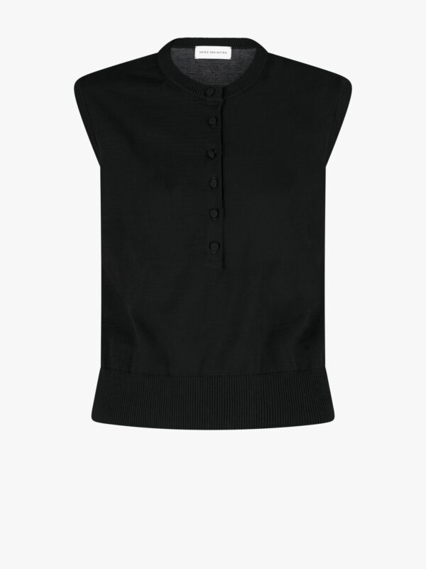 KNITTED SLEEVELESS CARDIGAN