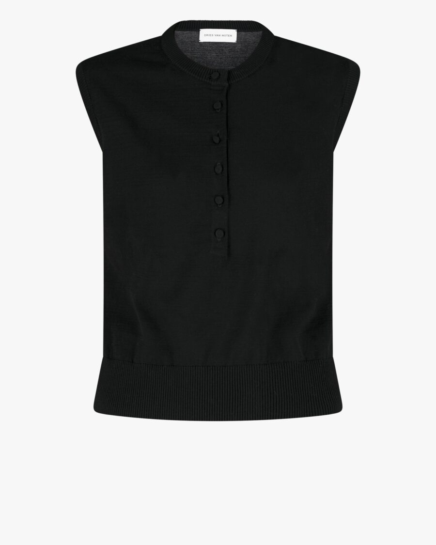 KNITTED SLEEVELESS CARDIGAN