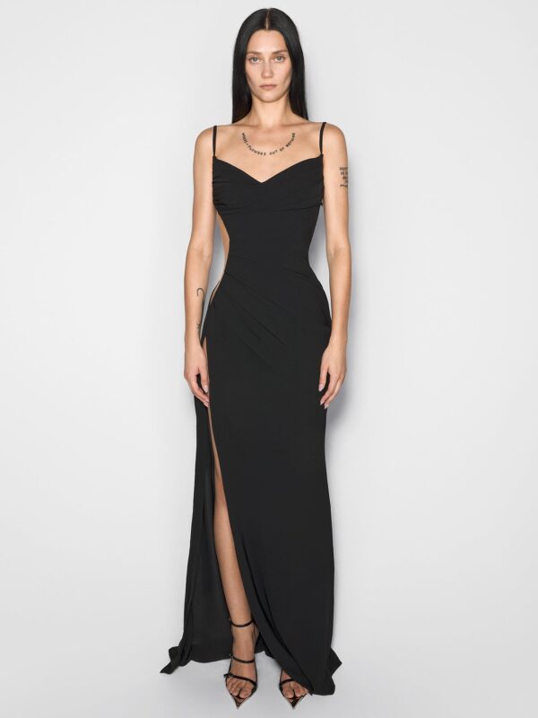 ILLUSION CUT OUT DRAPED MAXI DRESS