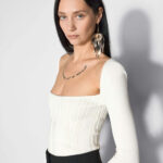 BONING DETAIL KNIT TOP