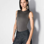 SLEEVELESS BODYSUIT WITH LOGO