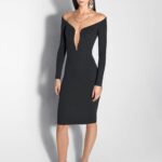 ILLUSION NECKLINE MIDI DRESS