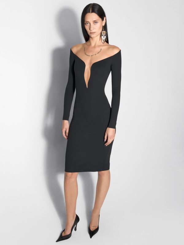 ILLUSION NECKLINE MIDI DRESS
