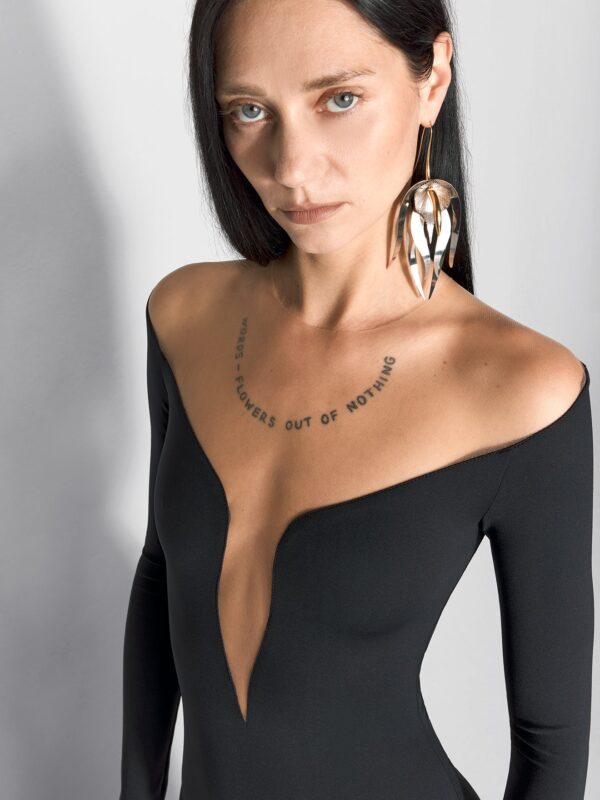 ILLUSION NECKLINE MIDI DRESS