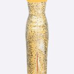 STRAPLESS ANGLED CORSET MIDI DRESS